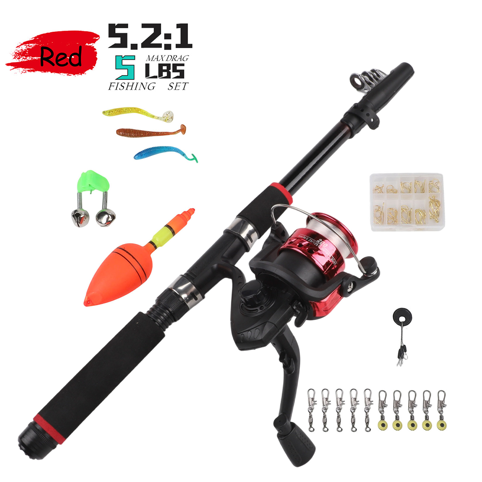 Fishing Hook Box - Fishing Pole Set Fishing Rod Spinning-Reel