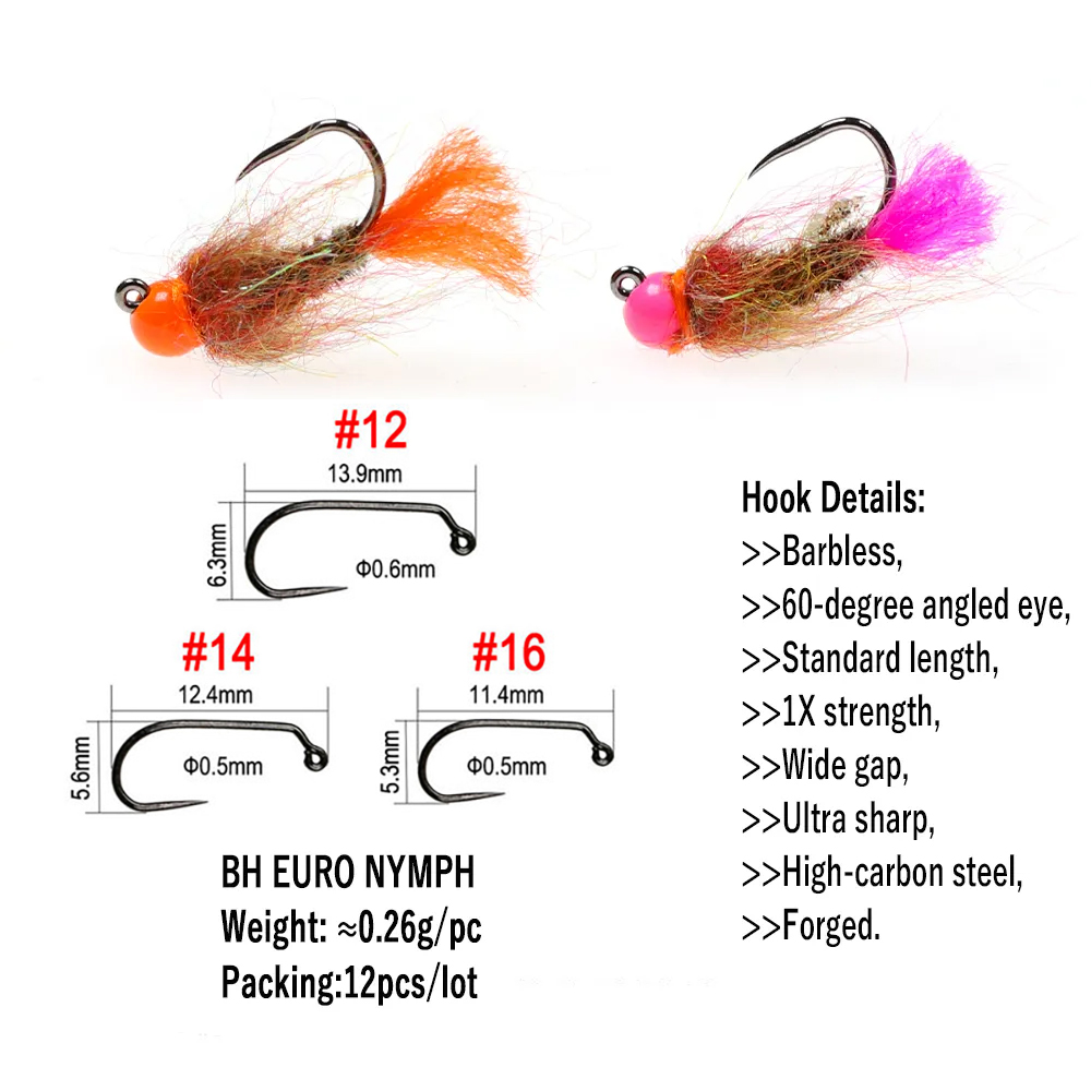 Wifreo 12pcs Tungsten Beadhead - Fishing Hook Barbless recension och pris