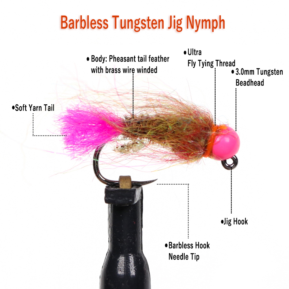 Wifreo 12pcs Tungsten Beadhead - Fishing Hook Barbless recension och pris