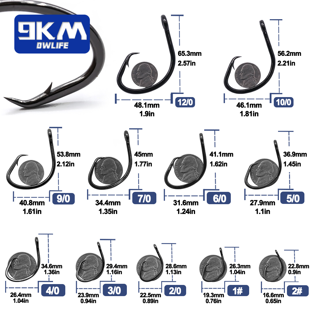 9KM Circle Hooks 25~50Pcs Salt - Fishing Hook Barbless recension och pris