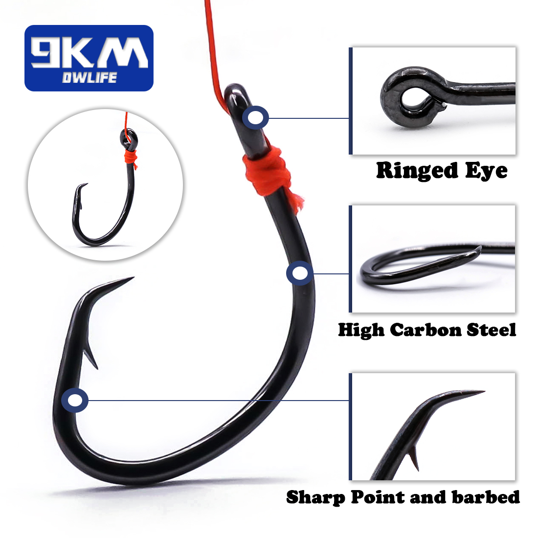 9KM Circle Hooks 25~50Pcs Salt - Fishing Hook Barbless recension och pris