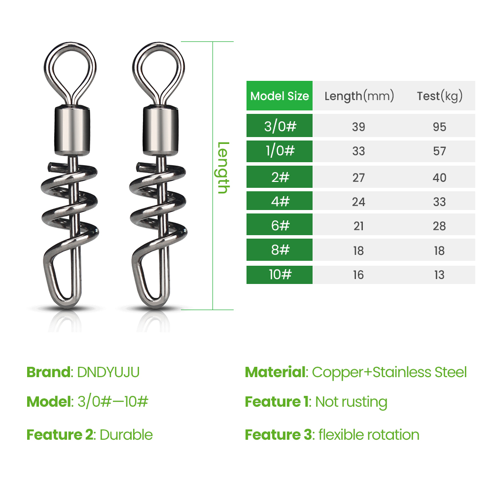 DNDYUJU 10PCS/lot Rolling swiv - Fishing Hook Stainless Steel recension och pris