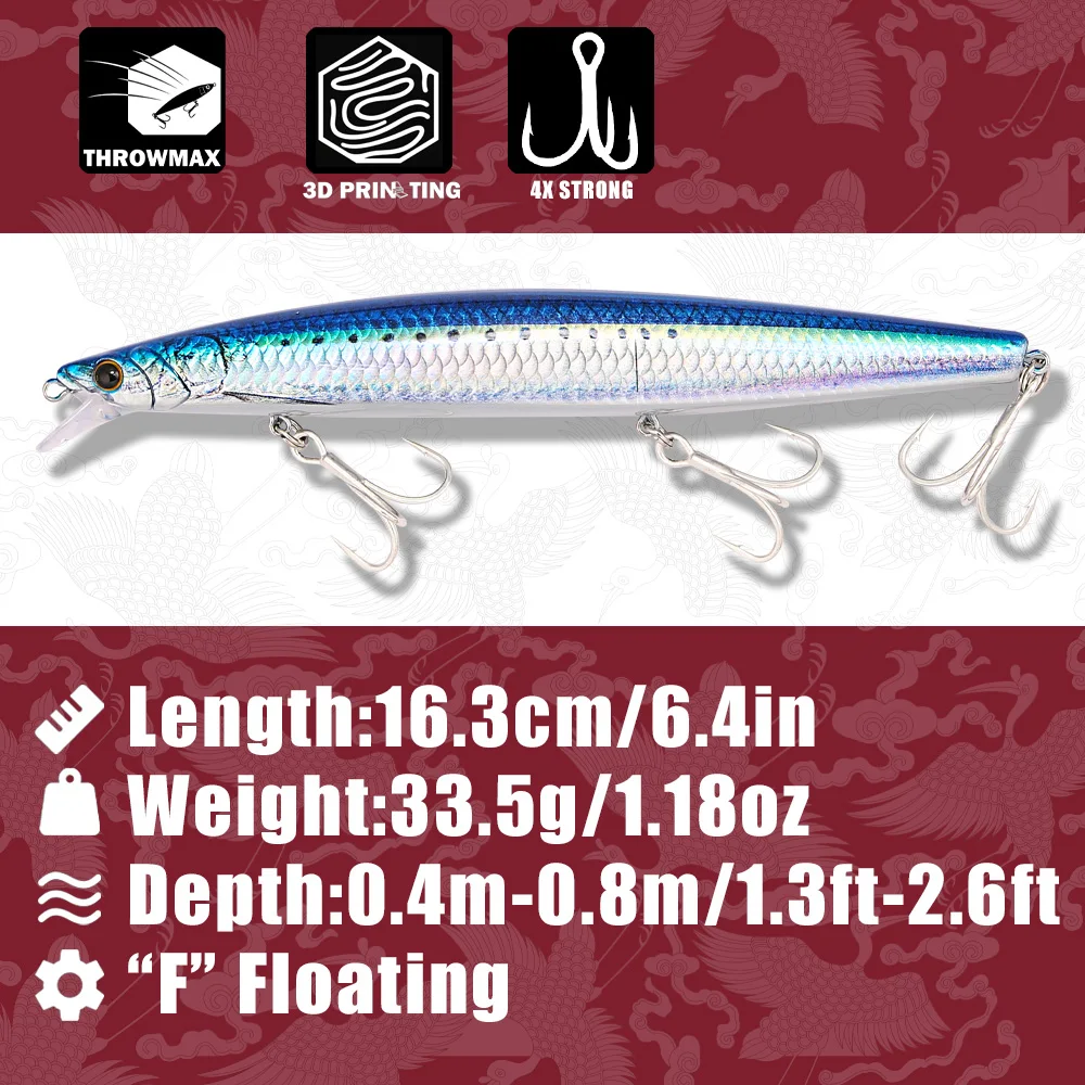 B&U 163mm/33.5g Floating Long  - Fishing Hook Treble recension och pris