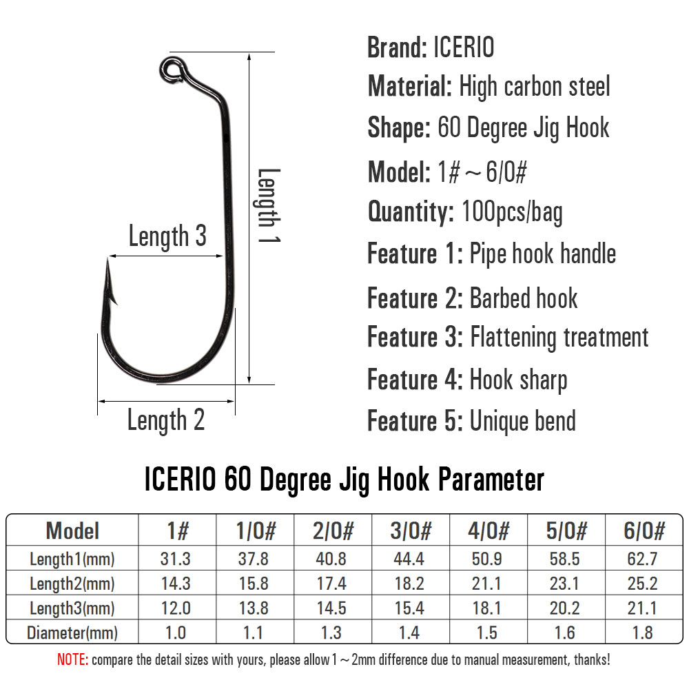 ICERIO 100PCS Hight Carbon Ste - Fishing Hook Stainless Steel recension och pris