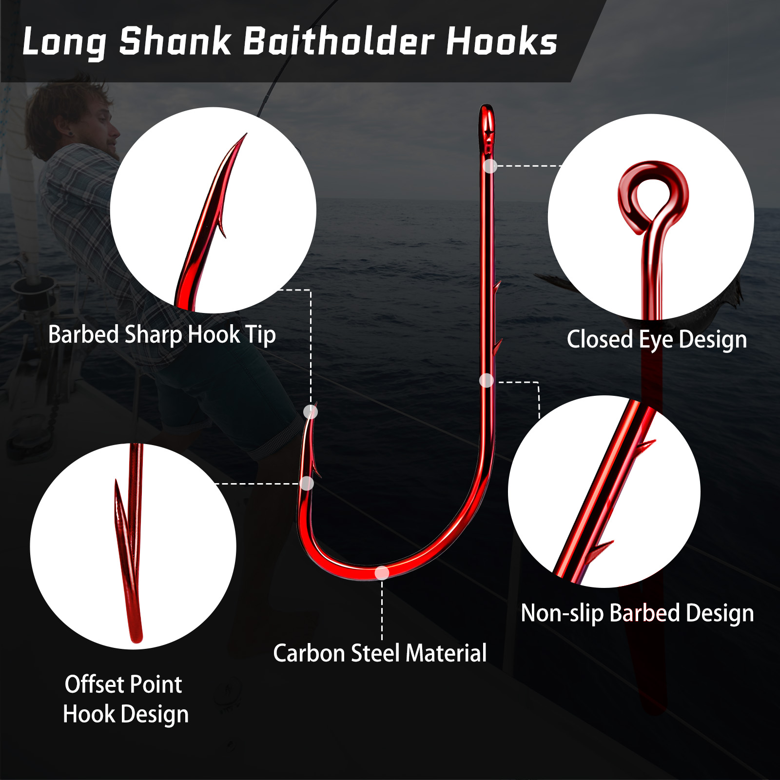 9KM Baitholder Fishing Hooks L - Fishing Hook Circle recension och pris