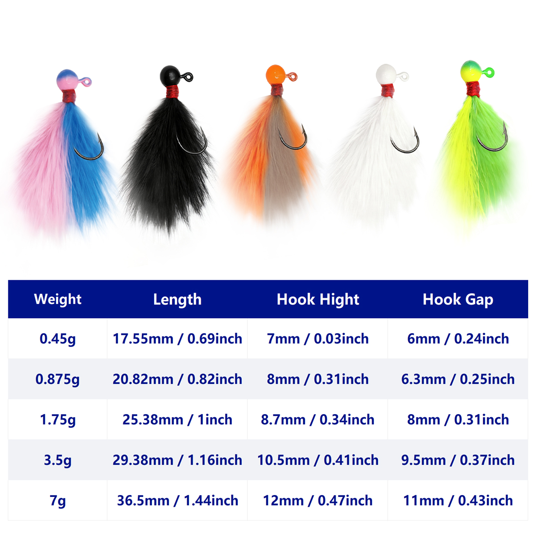 9KM 5pcs Mixed-Color Marabou J - Fishing Hook Assortment recension och pris