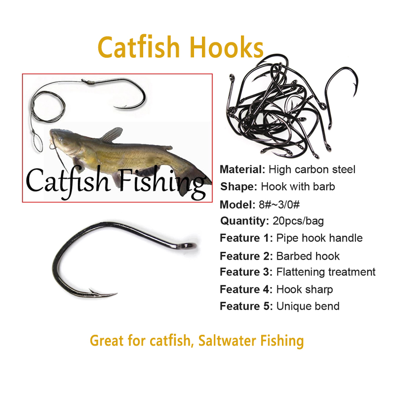 Wifreo 20pcs V Shape Catfish H - Fishing Hook Barbless recension och pris