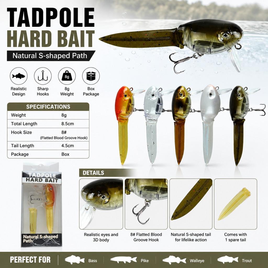 1pcs Tadpole Hard Bait Fishing - Fishing Hook Treble recension och pris